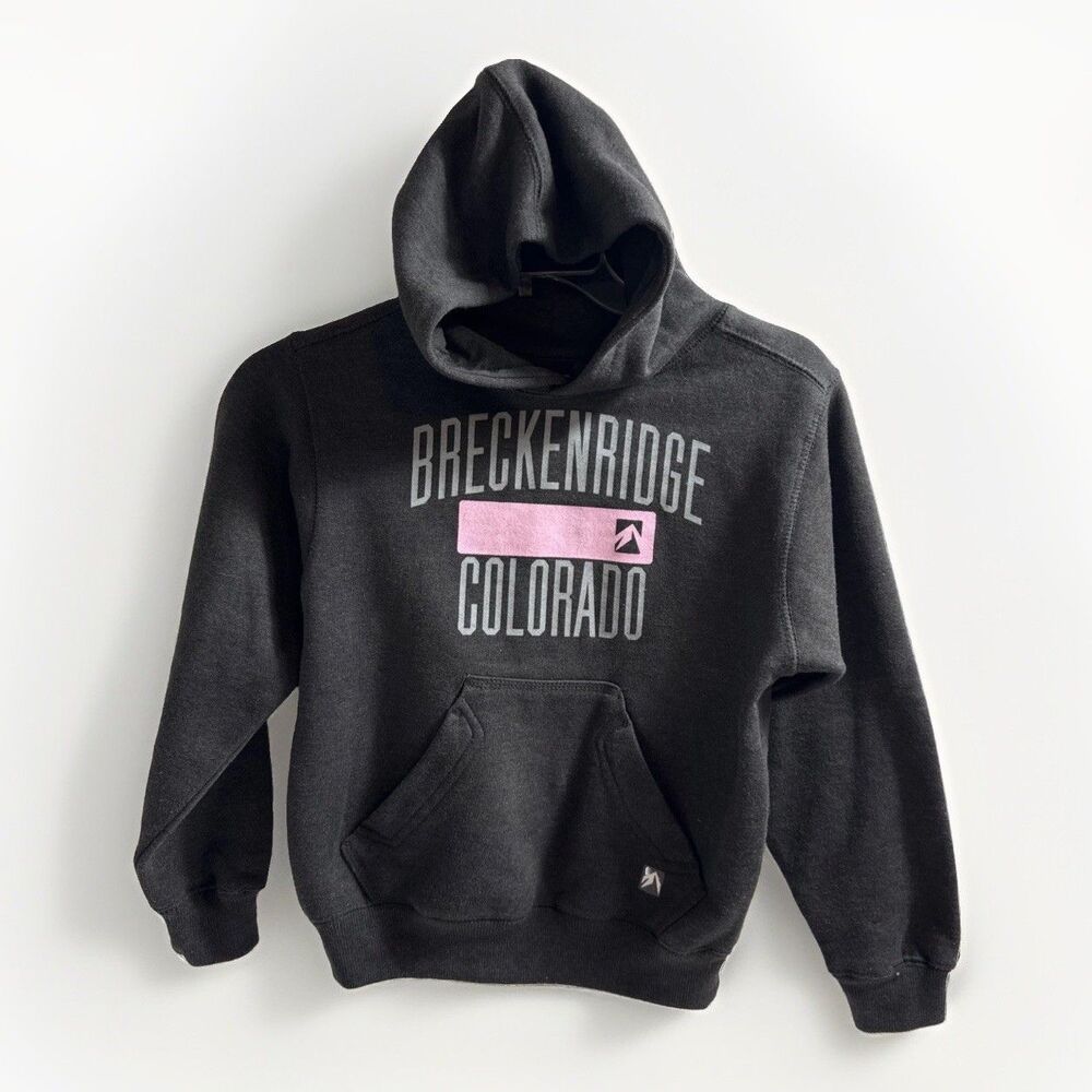 Outfitter Trading Co Youth Small Hooded Sweatshirt Breckenridge Co Graphics Grey